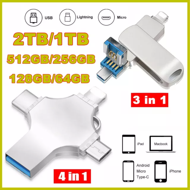2TB~64GB USB 3.0 Flash Drive Speicher Foto Stick für iPhone Samsung iPad Typ C