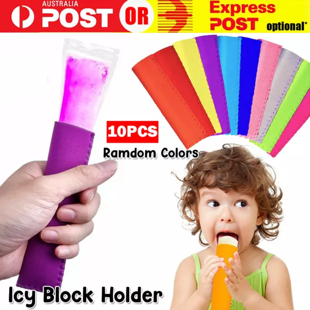 10PCS Colorful Ice Sleeves Freezer Reusable Summer Icy Block Lolly Cream Holder