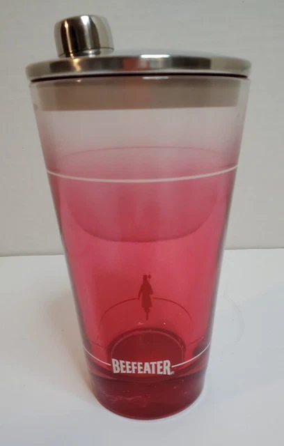 Beefeater Martini Shaker Maker Cocktail Mixer With Lid Red Beer Gin Drink Glass