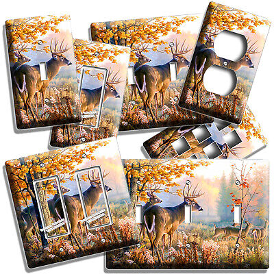 Whitetail Deer Buck Autumn Forest Lightswitch Wall Plate Outlet Cabin Room Decor