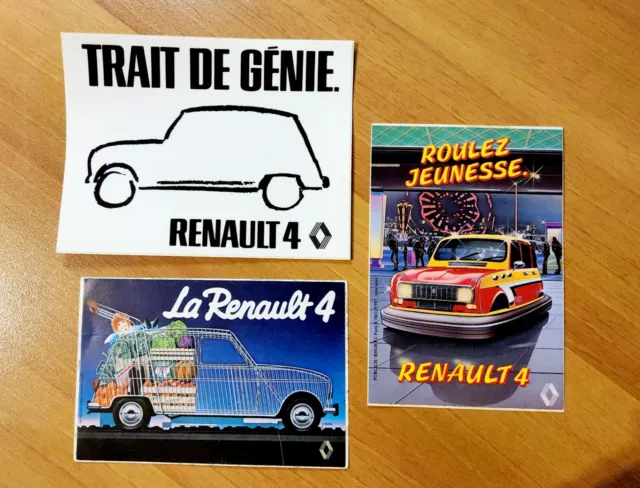 lot 3 autocollant ancien voiture RENAULT 4 R4 4L old sticker vintage aufkleber 