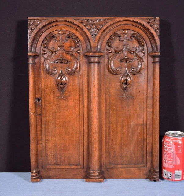 *16" Tall French Antique Highly Carved Louis XVI Panel in Walnut Wood Salvage