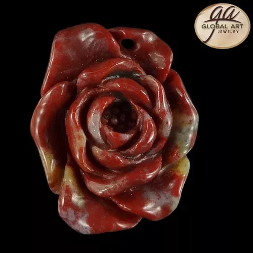 BI24827# Hand Carved Unique Peony Flower Multi-color Agate Pendant Bead 1 Pcs