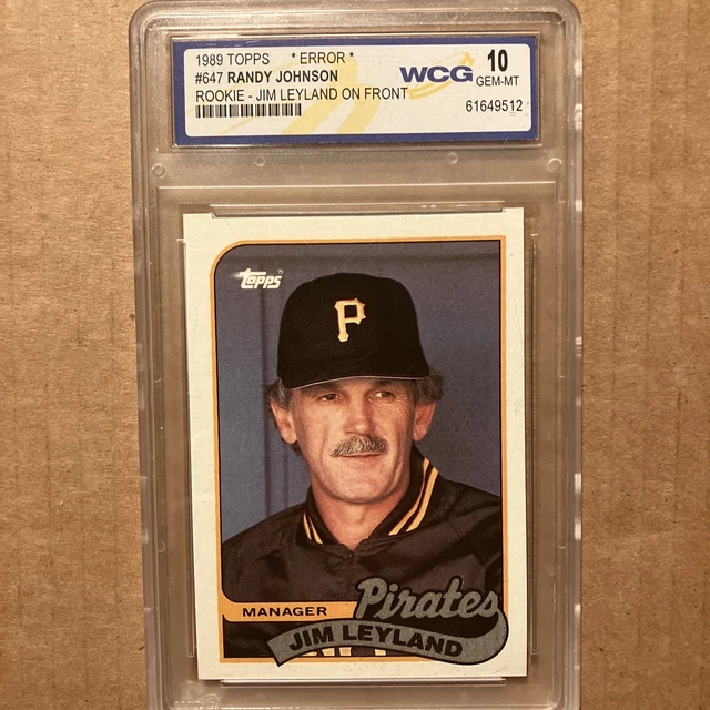 1989 TOPPS RANDY Johnson Rookie Jim Leyland Front 🙂 Cour Erreur Rare ...