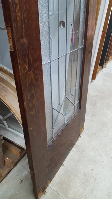 Pine and Leaded Textured Diamond Pattern Full View Glass Interior Door 10