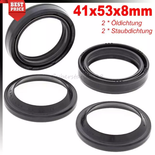 4stk. Gabel Simmerring Satz mit Staubkappen 41 x 53 x 8 mm Für Motorrad Satz NEU