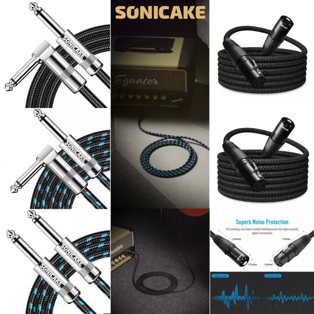 SONICAKE Profi Geflochtenes Kabel/XLR Mikrofonkabel Gitarre Bass Instrumente DE