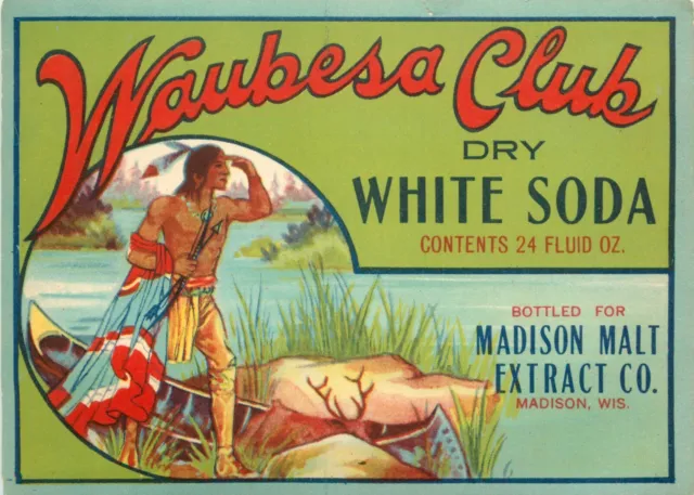 Waubesa Club Dry White Soda Pop Bottle Label
