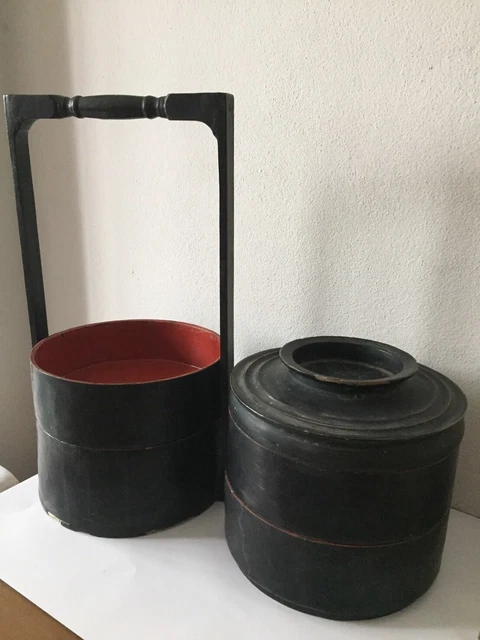 Antique Burmese lacquer lunch box storage 8