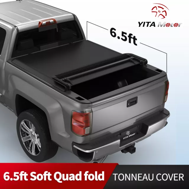 6.5FT Tonneau Cover Truck Bed For 2009-2014 Ford F150 F-150 4 Fold Water Proof