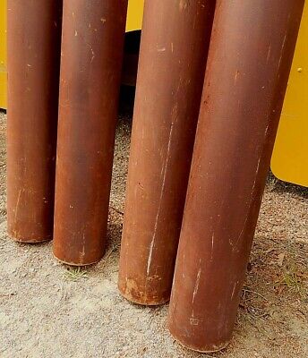 FOUR Antique Brown-Stained Round Solid Core Interior Columns Salvage 4