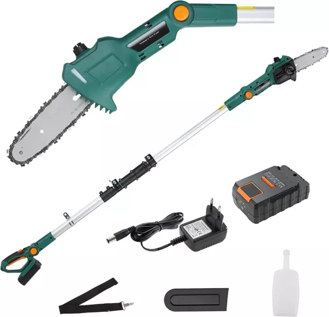 Cordless Long Reach Pole Hedge Trimmer Cutter Telescopic With Batteries 20V2.5Ah