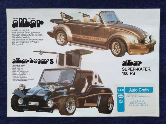 Brochure Conversion Albar Pour Volkswagen Coccinelle Cabriolet - Année 1981