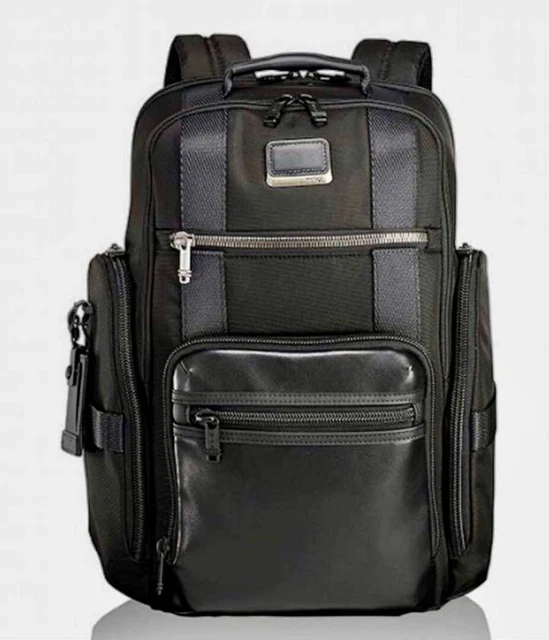 TUMI Alpha Briefpack, black, ballistic nylon/leather, 16.9x14x8.1", outlet item