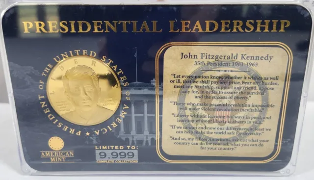 JFK Presidential Leadership Proof Collectible Coin. 1 of 9,999 Sold In Hard Case