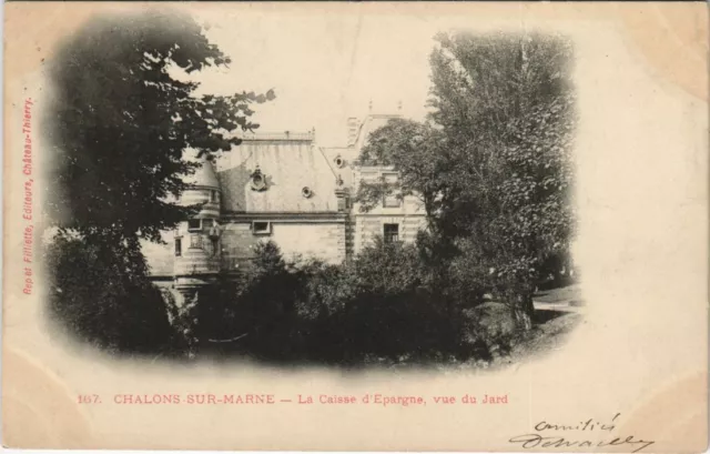 CPA CHALONS-sur-MARNE La Caisse d'Epargne vue du Jard (126045)