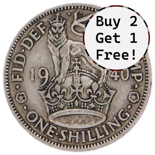 King George Vi English Shilling - 1937-1946  - .500 Silver - Pick Your Year