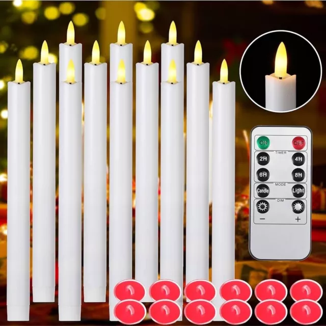 12 Pcs Wedding Flameless Taper Candles with Remote Flickering Battery Operated