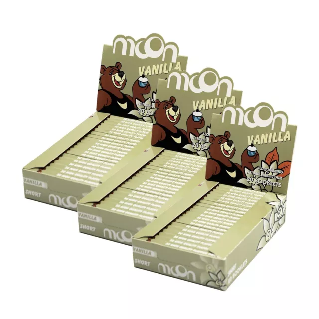 3 Box 60 Packs MOON Vanilla Flavor Rolling Paper Short Size 70 mm Tobacco Paper