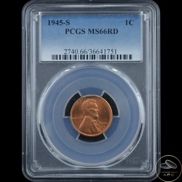1945-S Lincoln Wheat Cent Penny PCGS MS66RD Red Beauty!
