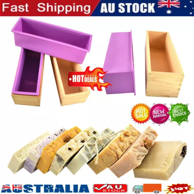 1.2kg Wood Loaf Soap Mould Melt Silicone Mold Cake Making Wooden Box DIY Sets