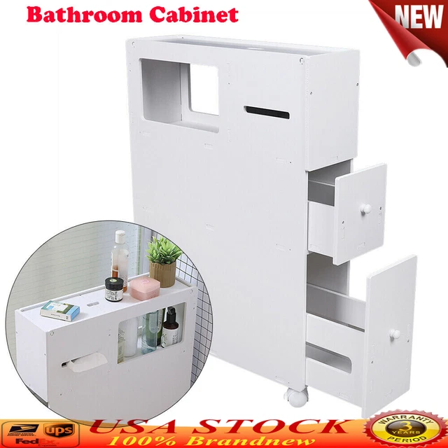 4TIER SMALL BATHROOM Storage Corner Floor with 2 Drawer