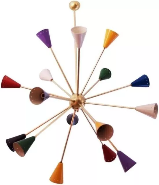 16 Arm Lights Stilnovo Style Modern Brass Multicolor Sputnik Chandelier Lighting