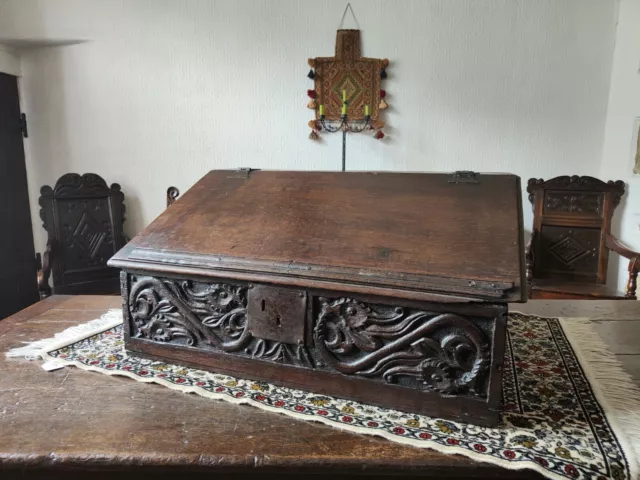 A Good Large 17th Century Desk Top Bible Box