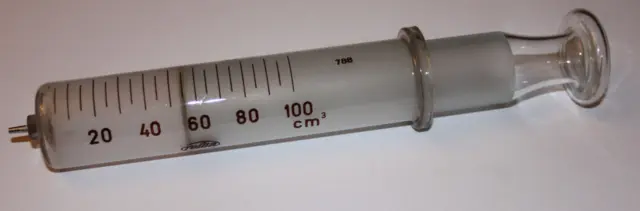 Spritze - Glas-  Glasspritze - 100cm3 / 100ml - in OVP  - refila - DDR