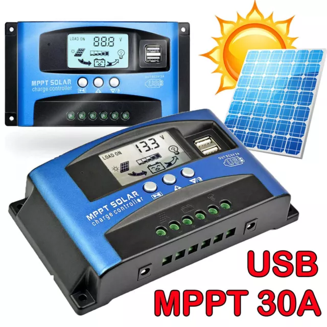 30 amp MPPT Solar Power Charge Controller Regulator 12/24 volt LCD Dual USB AU