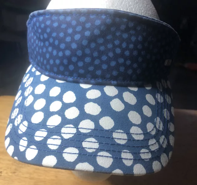 Keds Womens Visor Hat Cotton Blue/White Polka Dot Print One Size Adjustable