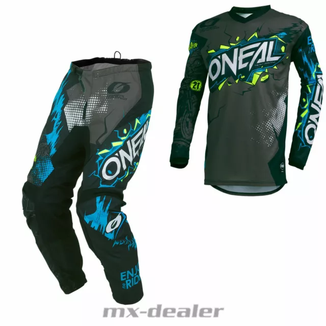 O'Neal Element KINDER Villain Grau MX Motocross Combo Cross Hose Jersey