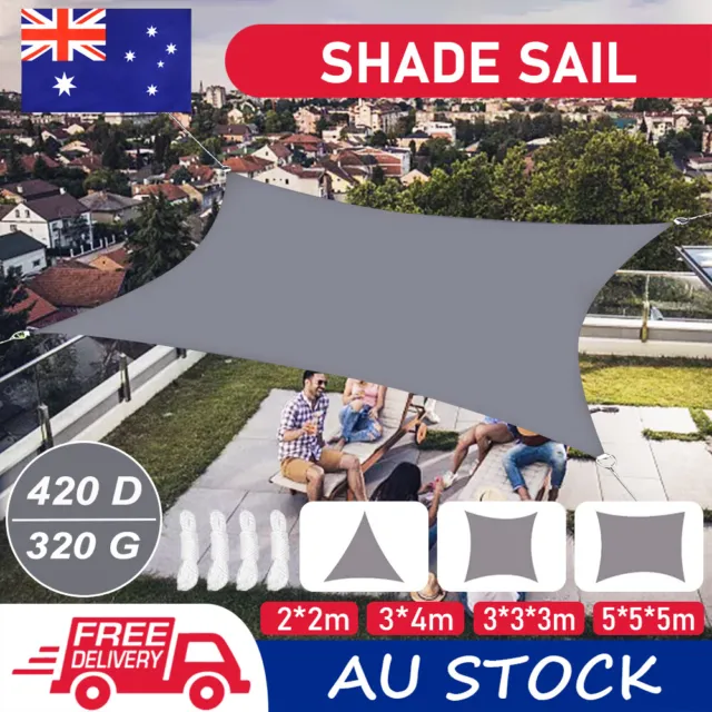 Sun Shade Sail Rectangle 98% UV Block 320GSM / 420D Extra Heavy Duty Shade Cloth