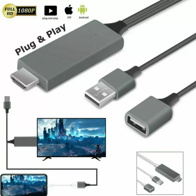 CÂBLE DE MISE en miroir HDMI HD 1080P Téléphone vers TV HDTV pour iPhone /  iPad EUR 11,15 - PicClick FR