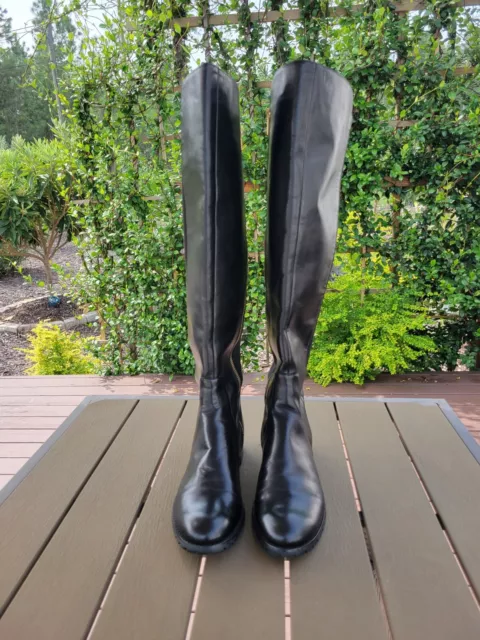 Michael Kors Black Nappa Leather Stretch Bromley Flat Tall Riding Boots 9 M US