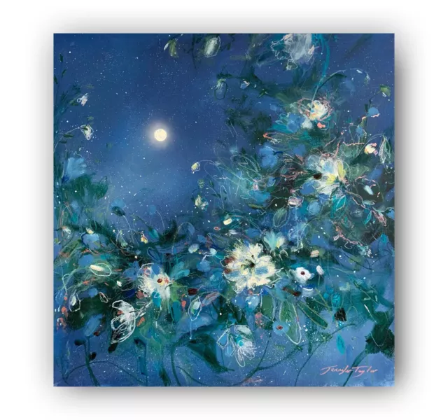 Midnight Song - Quadro ad olio originale floreale XL luna - di J TAYLOR