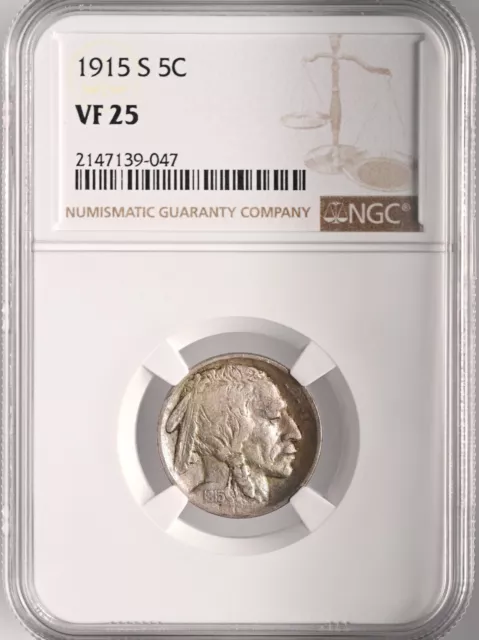 1915-S  5C Buffalo Nickel  Ngc Vf25  #2147139-047  Freshly Graded!