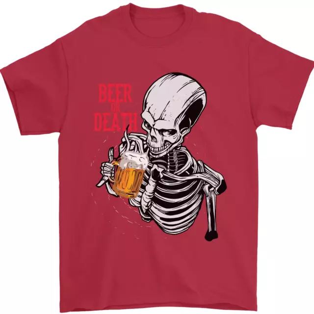 Beer or Death Skull Funny Alcohol Mens T-Shirt 100% Cotton 11