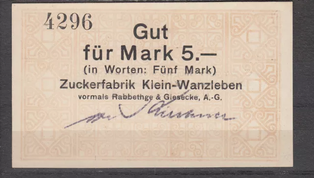 Klein-Wanzleben - Zuckerfabrik - 5 Mark - Geiger 275.03a) - mit HU