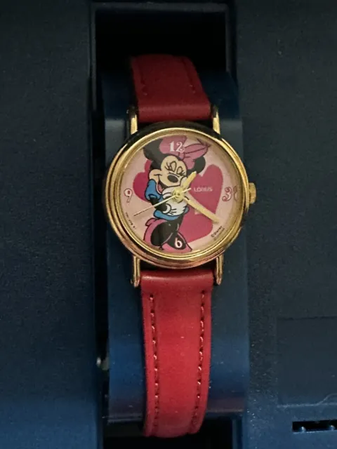 Disney Vtg Retired 1990’s Minnie Mouse Valentine Lorus Watch NIB