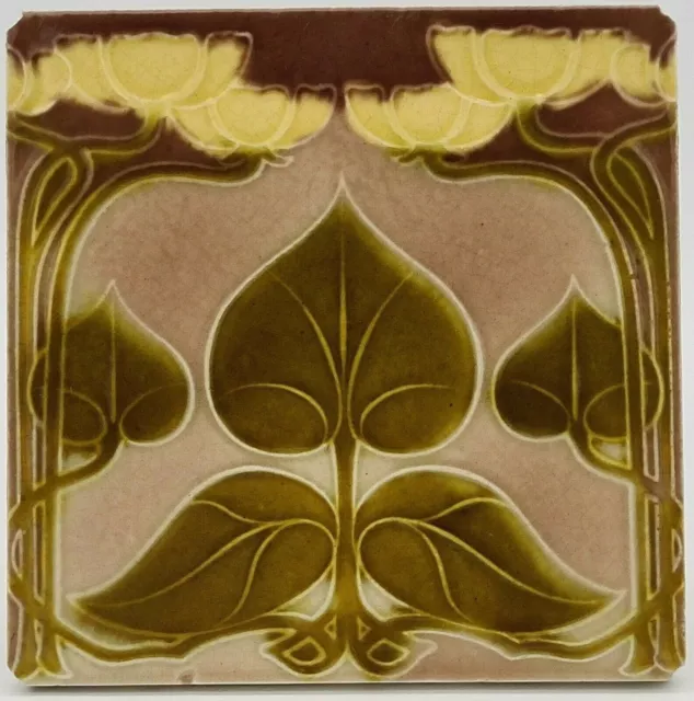 Antique Fireplace Tile Art Nouveau Floral Design T & R Boote Ltd C1906-8 AE4