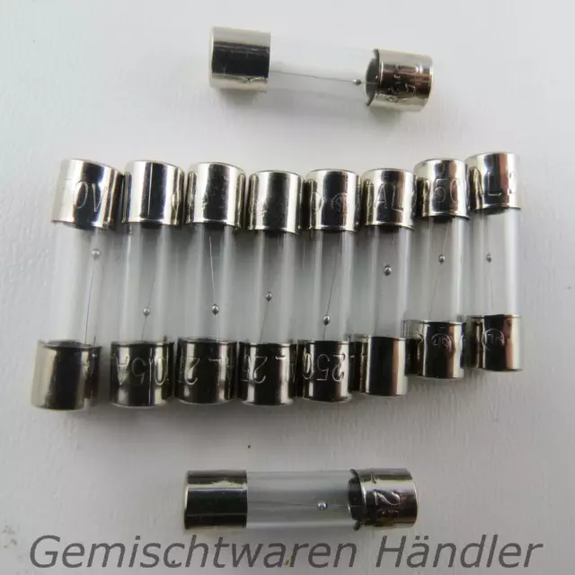 10x 0,5A Fusible Verre Tube Fusible 20mm 1 2 3,15 4 5 8 10 A Assurance