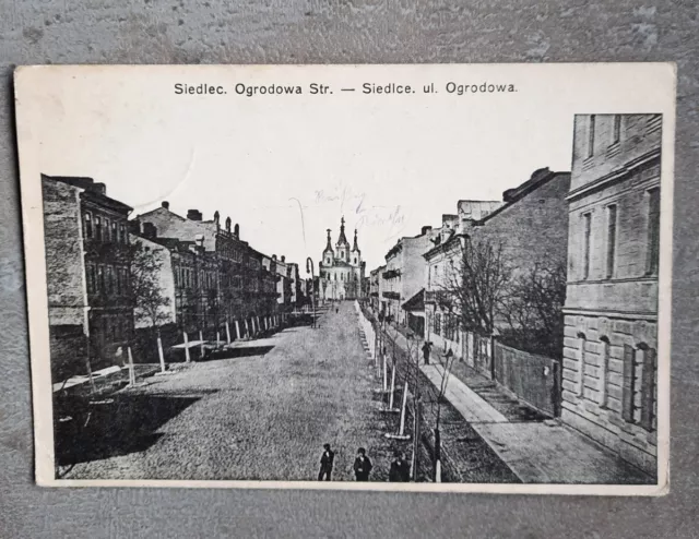 AK Siedlec, Siedlce Polen, Ogrodowa Strasse, Gelaufen als Feldpost 1915