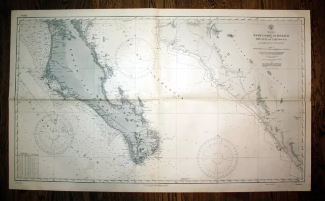 1943 North America West Coast Mexico Gulf California Kalifornien Amerika map