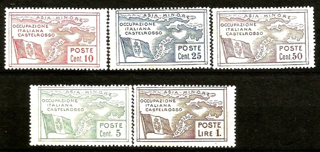 1923 Castellorizo Italian Occupation Mint Never Hinged Stamps Map Flag Of Italy