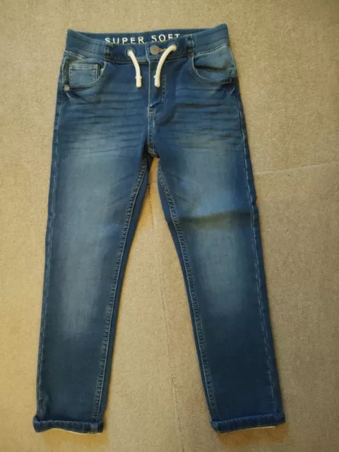 Jeans M&S unisex super morbidi blu taglio dritto con cravatta vita - 6/7 anni