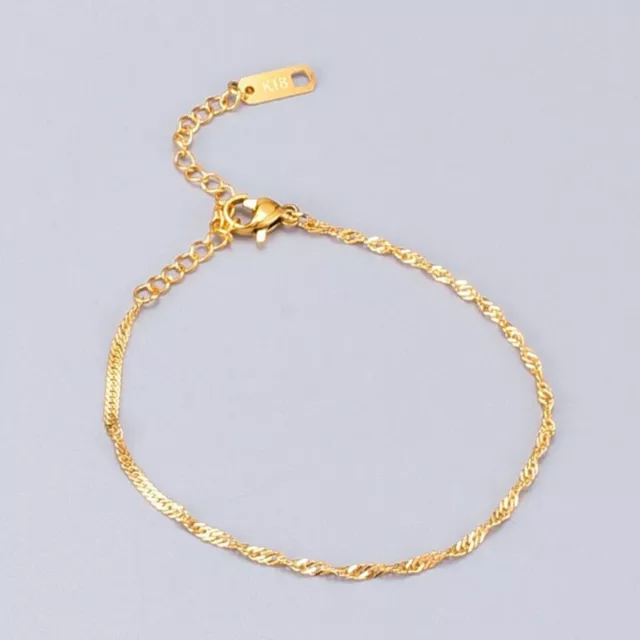 Bracelet de cheville chaîne en acier inoxydable plaqué or pour femme 3