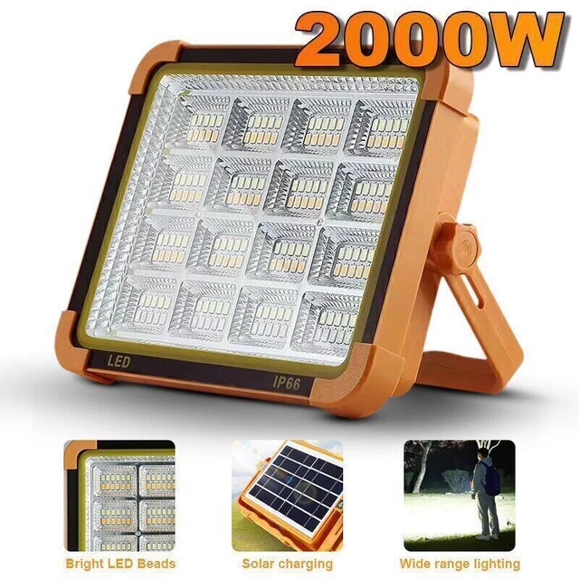 3000W RECHARGEABLE LED Work Light Solar Cordless Portable Floodlight ...