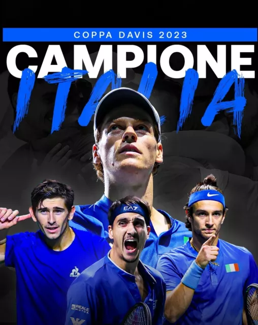Davis Cup 2023 Italia Campione Del Mondo 2023 Poster 45X32Cm Jannik Sinner