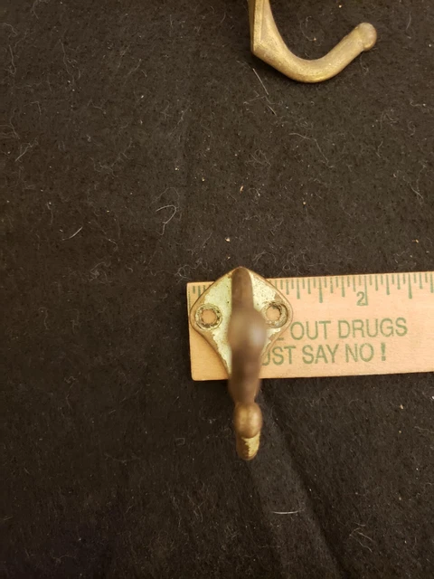 Lot of 2 Vintage Salvaged Brass Wall Coat/Hat Hooks (pair) 4